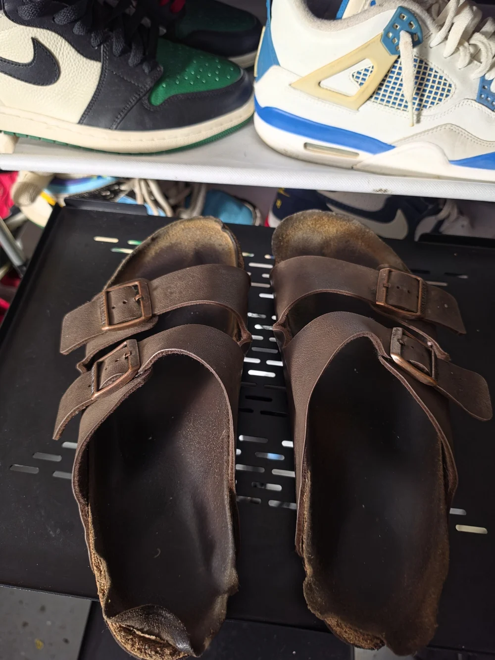 🔥 Hot! Worn! Birkenstock Men Size 10 Brown Two-Strap Cork Footbed Sandals